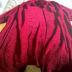 Red cardigan